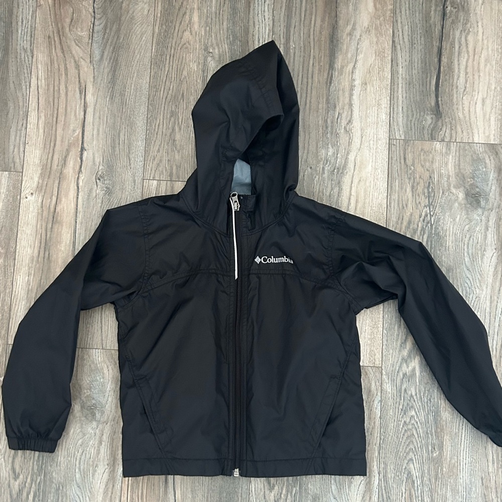 Columbia kids black rain coat weather proof zip up jacket size XXS 4 5
